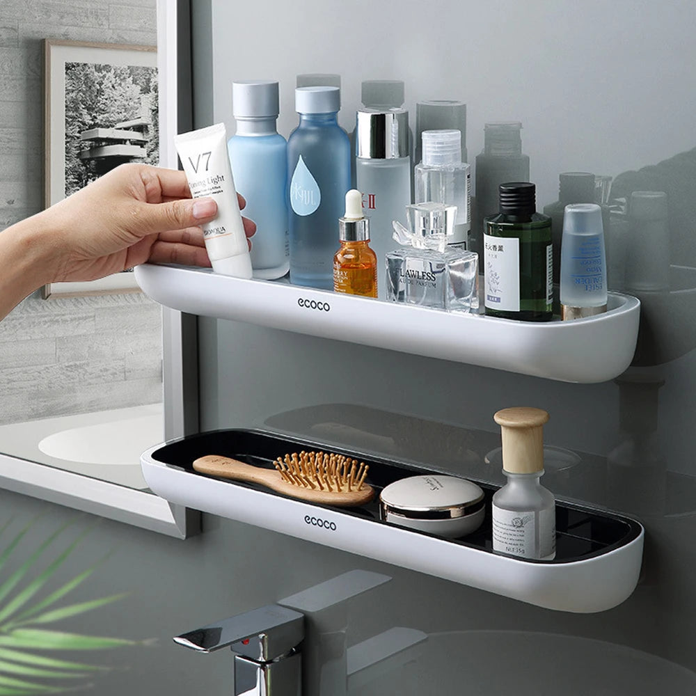 Shampoo Storage Rack Holder Shower Storage Organizer With Towel Bar Bathroom Storage Shelf No Drilling Wall-Mounted