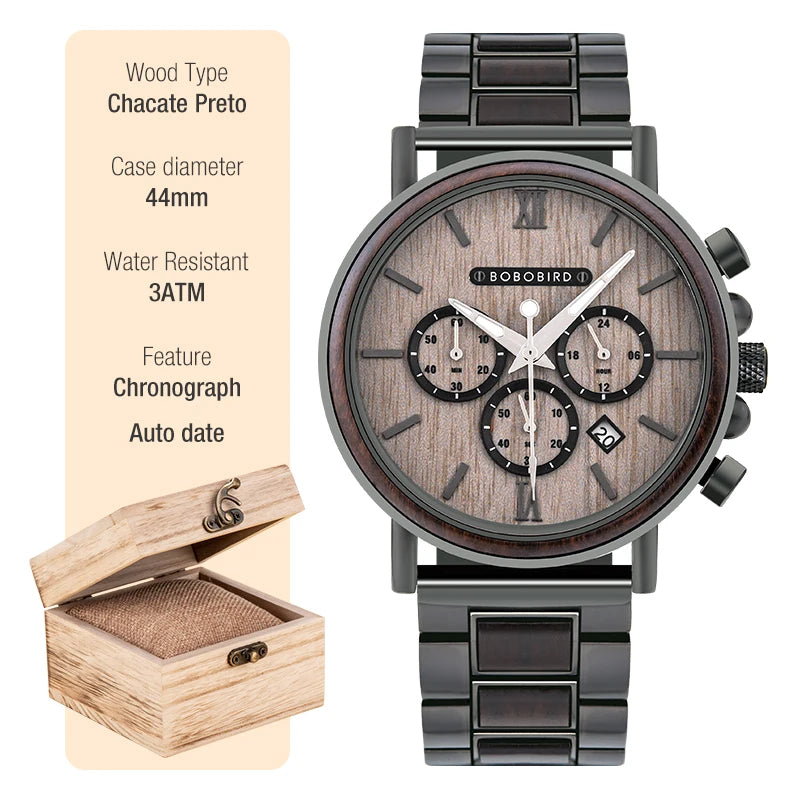 BOBO BIRD Montre homme cadre en bois
