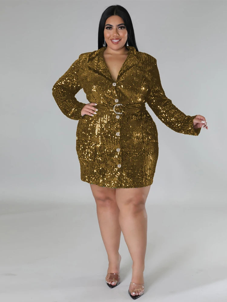 Robe Blazer à Sequins pour Femmes - Robes de Bal Luxueuses et Élégantes, Tenue de Fête, Grandes Tailles, Vêtements pour Femmes, Robe de Noël, Vente en Gros et Dropshipping