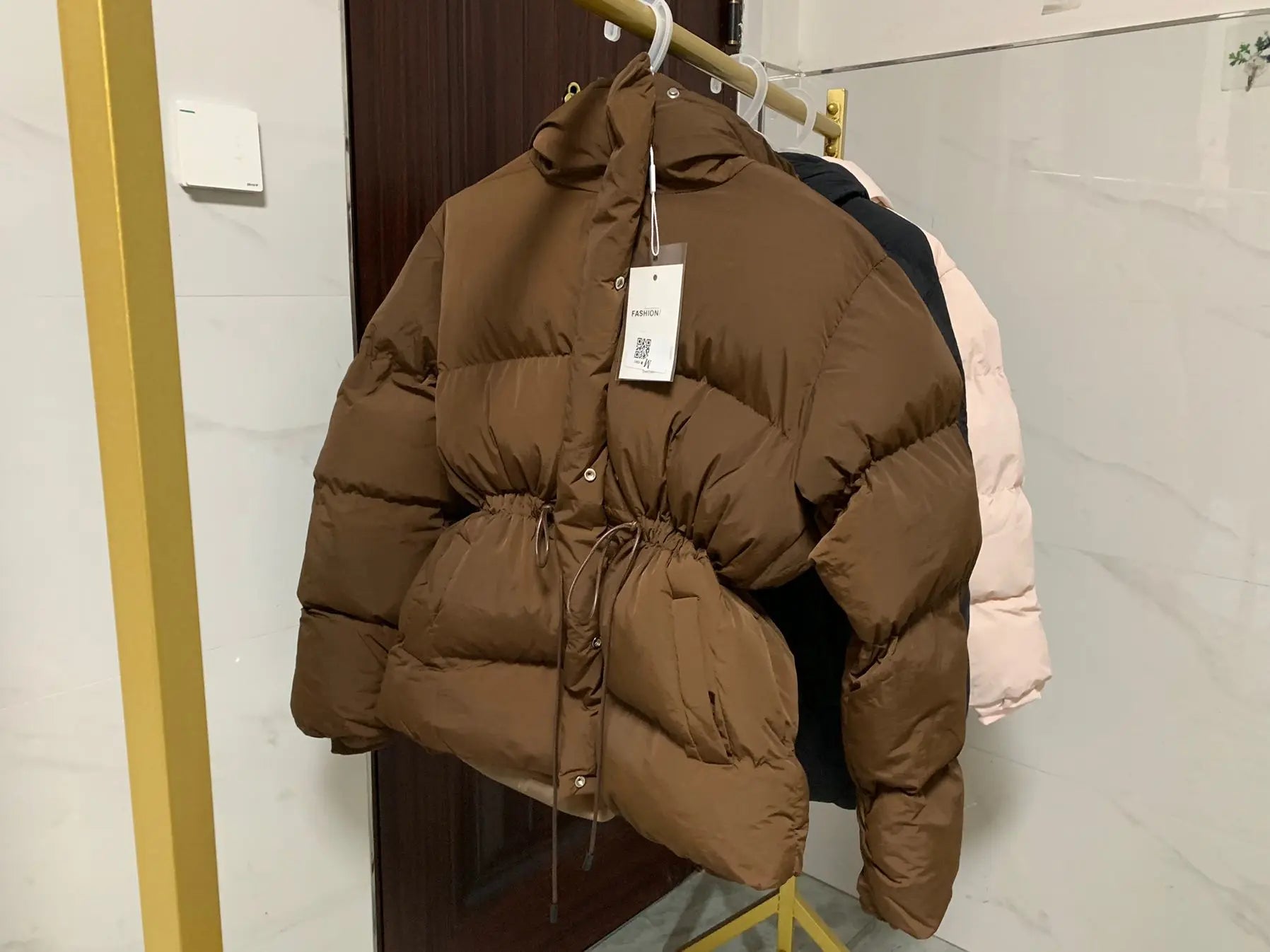 Winter Drawstring Lace-up Snow Women's Warm Down Jacket Hooded Puffer Jacket Women Parkas High Quality Cotton Padded Coat