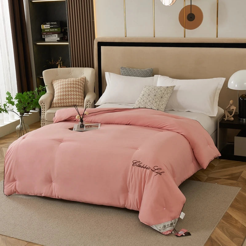 Couette de luxe en soie de mûrier 100 % naturelle, taille Queen ou King, été et hiver, couverture épaisse, couette, garniture pour lit simple ou couple