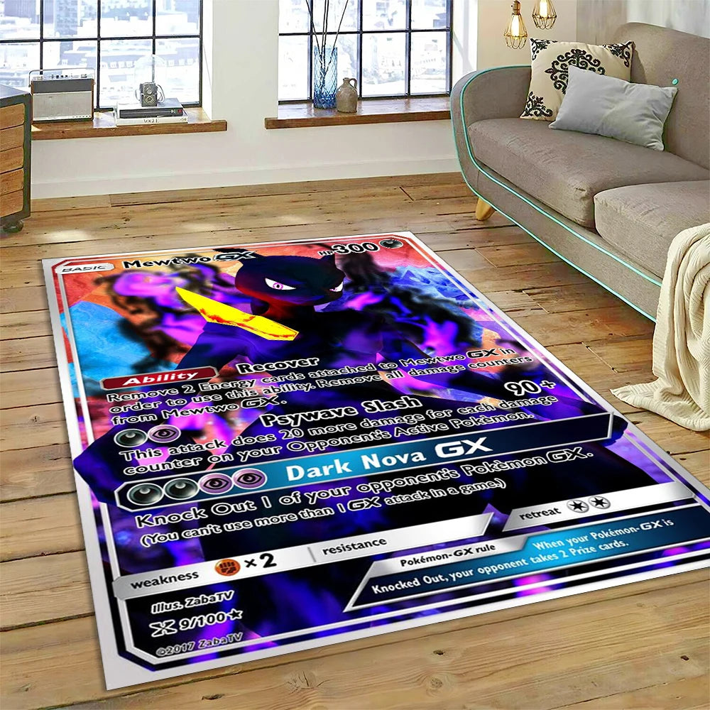 2025 New Pokemon Gold Card Pikachu Cartoon Gift Carpet Rug for Bedroom Living Room Home Sofa Decoration,Children Decor Floor Mat