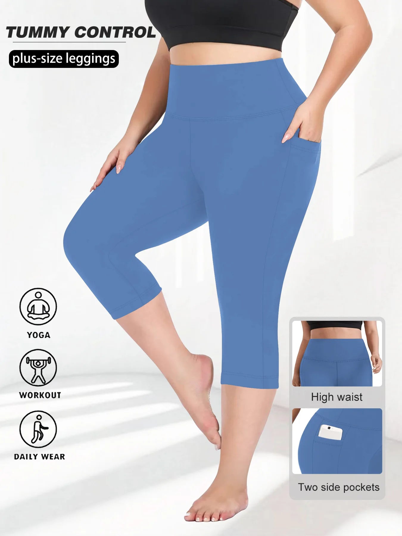 High Waist Yoga Pants with Pockets Sports Leggings for Women Plus Size Fitness Pilates Workout