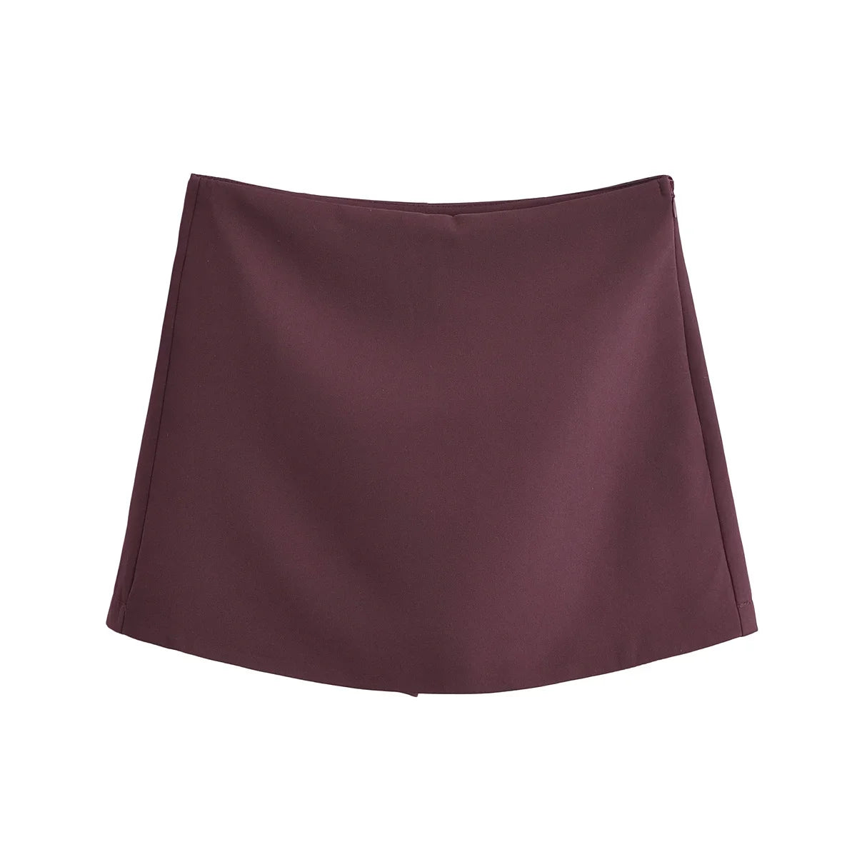 TFMLN Nouveau Printemps Femme Jupe-Short Unie Mode Décontractée Mini-Shorts Jupe à Fermeture Éclair Latérale Vintage Taille Haute Shorts Jupe Streetwear