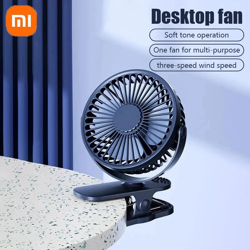 Xiaomi Rechargeable Portable Electric Fan 720° Rotating Clip Fan Night Light Air Cooler Outdoor Camping Small Fan Ventilator