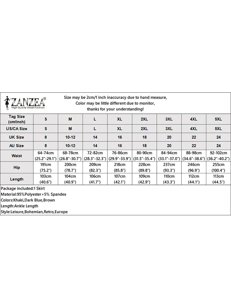 ZANZEA Casual Loose Korean Fashion Long Jupes Ruffled Streetwear Solid High Waist A-line Faldas Women Autumn 2024 Maxi Skirts