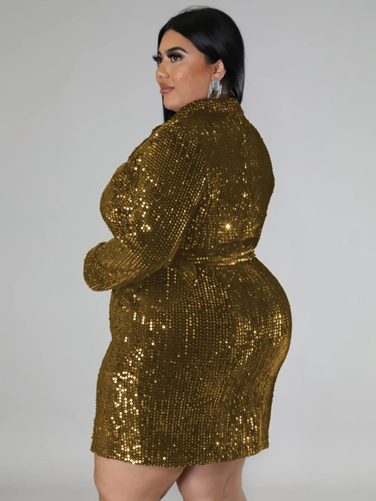 Robe Blazer à Sequins pour Femmes - Robes de Bal Luxueuses et Élégantes, Tenue de Fête, Grandes Tailles, Vêtements pour Femmes, Robe de Noël, Vente en Gros et Dropshipping