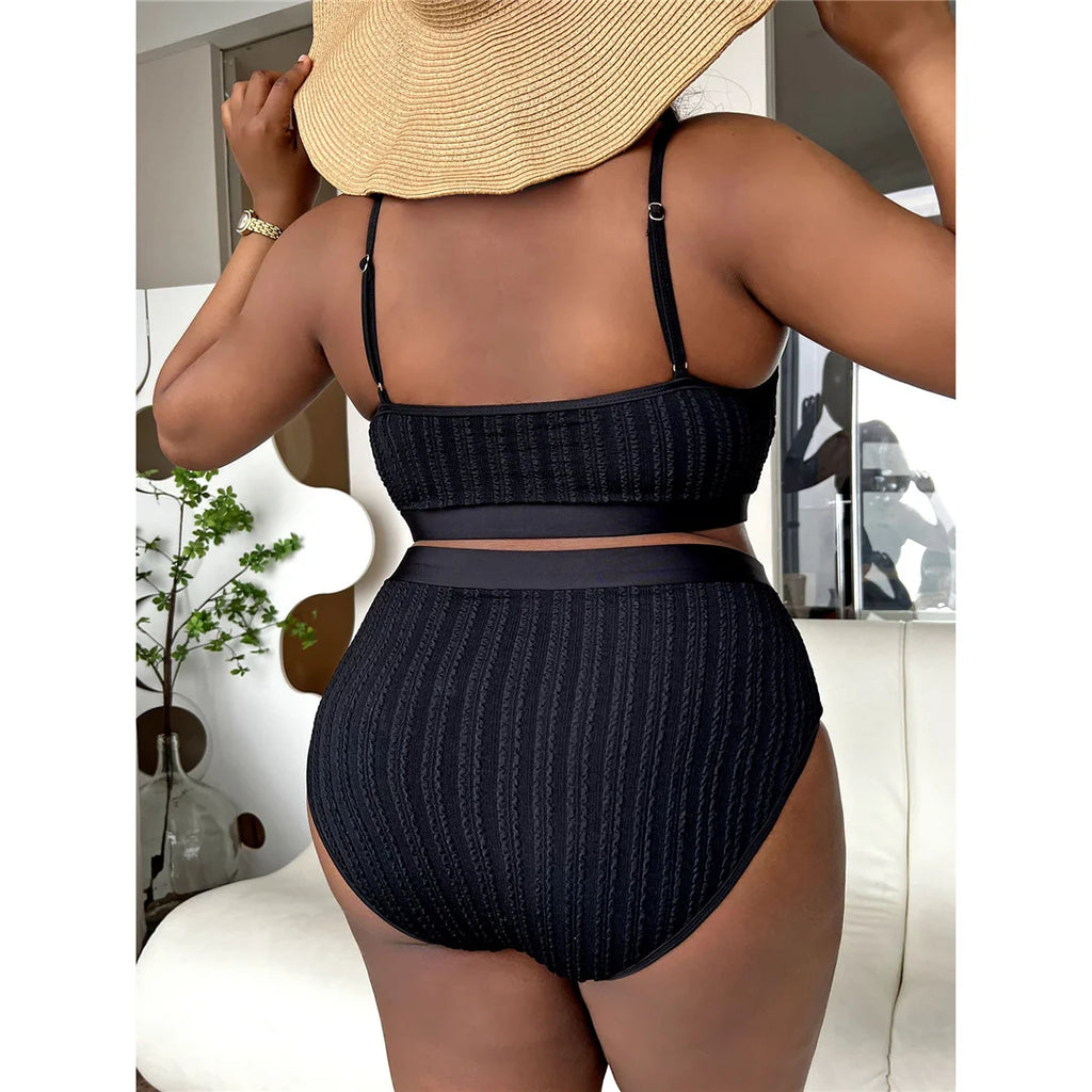 0XL - 4XL Bikini côtelé grande taille Maillot de bain femme grande taille Ensemble bikini deux pièces Maillot de bain V4987