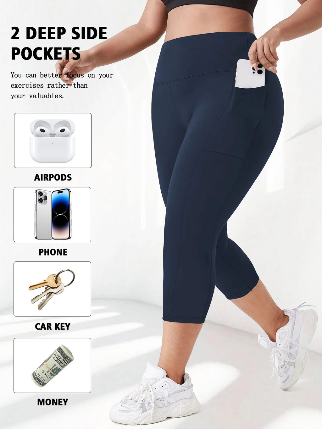 High Waist Yoga Pants with Pockets Sports Leggings for Women Plus Size Fitness Pilates Workout