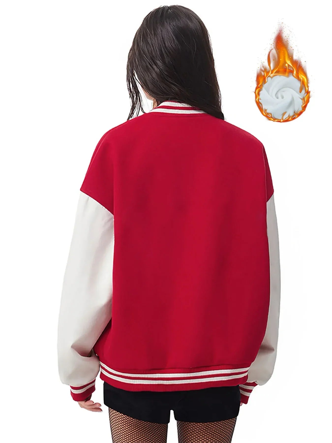 Velvet baseball jacket, American college style loose winter women's jacket
