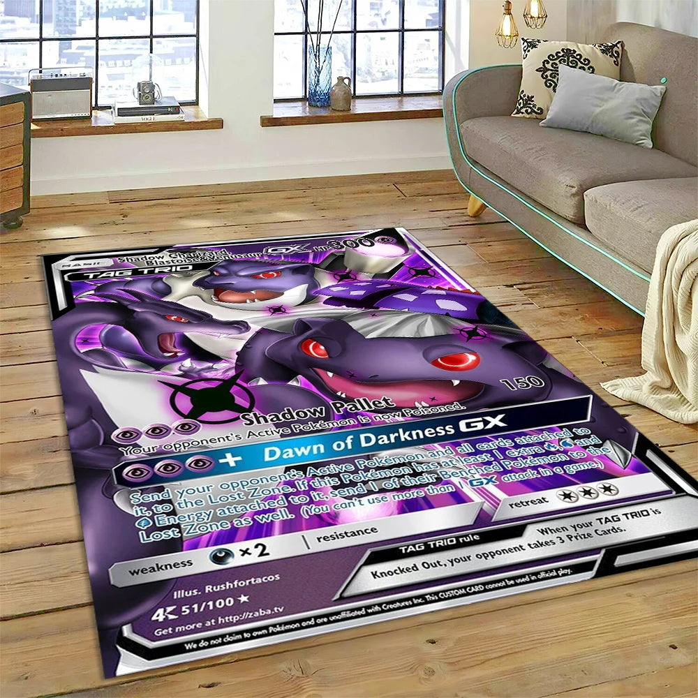 2025 New Pokemon Gold Card Pikachu Cartoon Gift Carpet Rug for Bedroom Living Room Home Sofa Decoration,Children Decor Floor Mat
