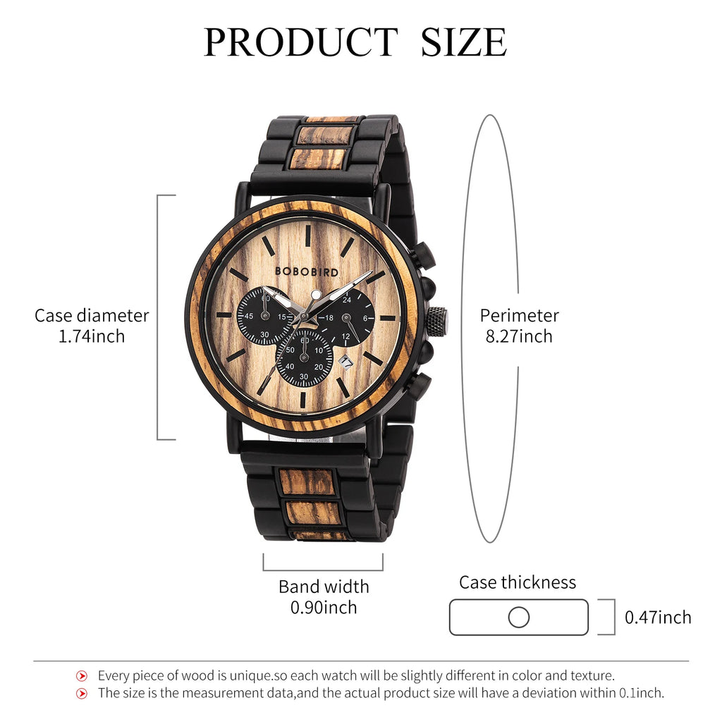 BOBO BIRD Montre homme cadre en bois