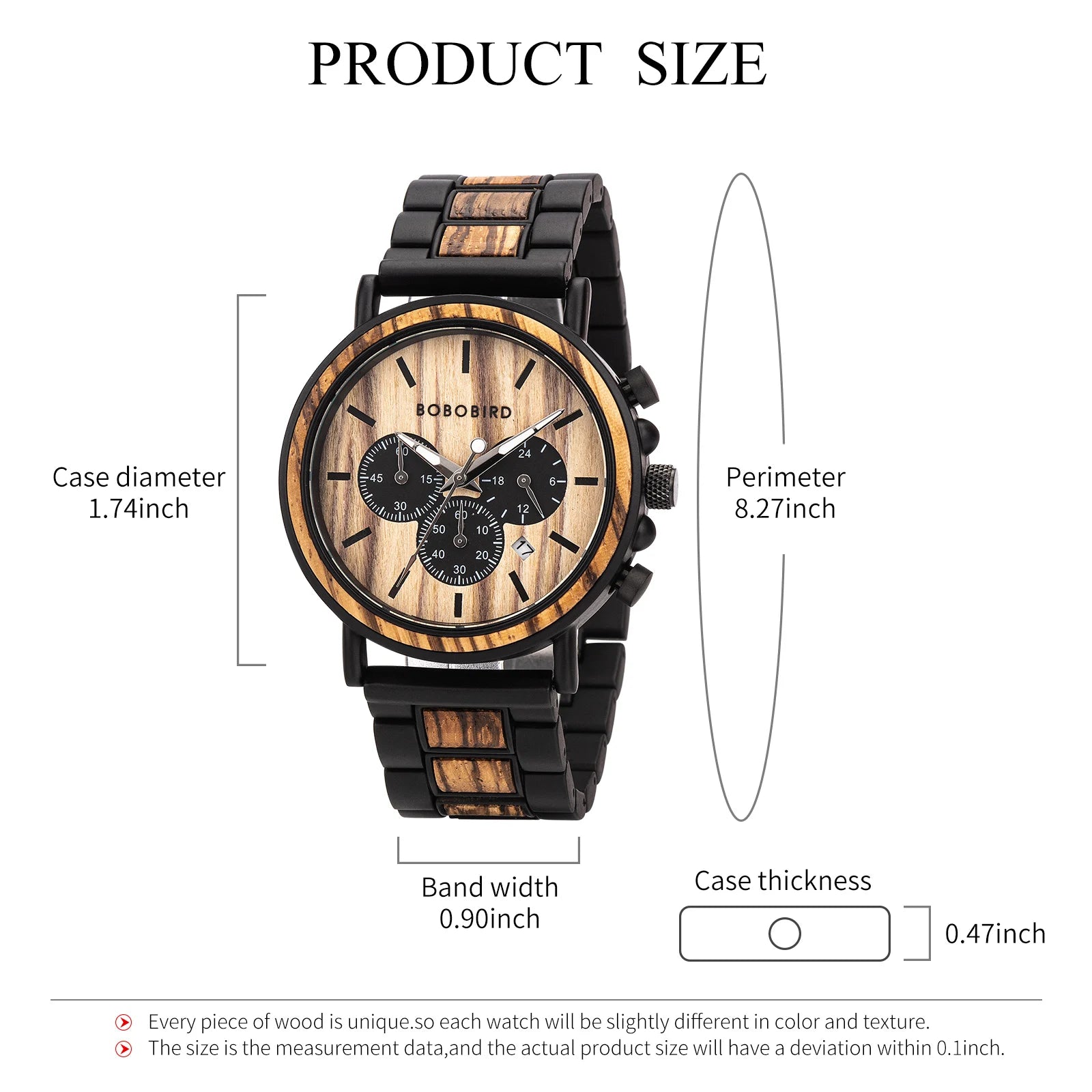BOBO BIRD Montre homme cadre en bois