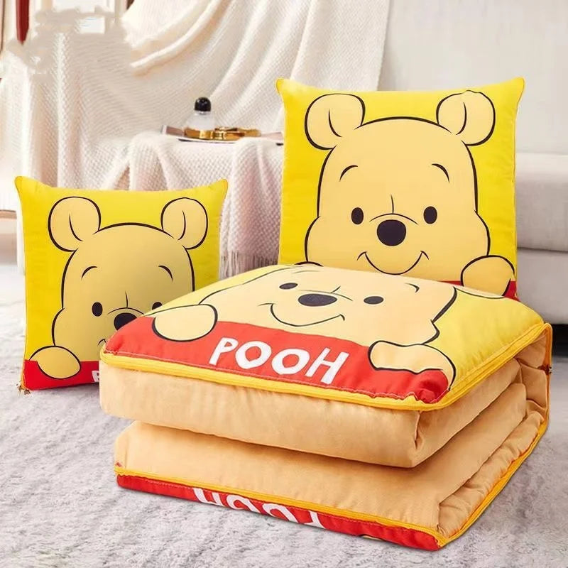 Winnie Bear Lotso Pillow Cartoon Outdoor Camping Portable Blanket Sofa Car Cushion Summer Air Conditioning Quilt Kid Gift