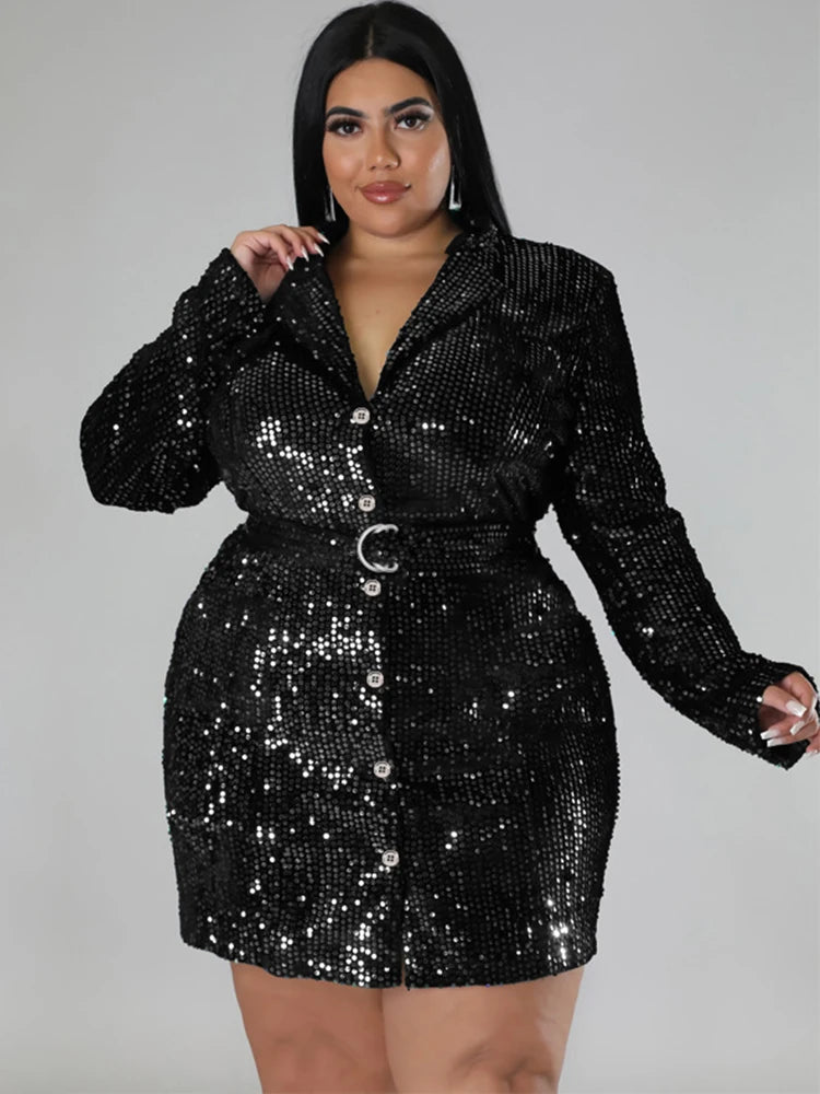 Robe Blazer à Sequins pour Femmes - Robes de Bal Luxueuses et Élégantes, Tenue de Fête, Grandes Tailles, Vêtements pour Femmes, Robe de Noël, Vente en Gros et Dropshipping