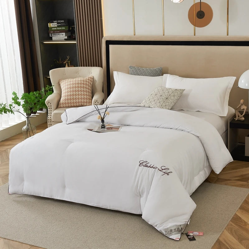 Couette de luxe en soie de mûrier 100 % naturelle, taille Queen ou King, été et hiver, couverture épaisse, couette, garniture pour lit simple ou couple