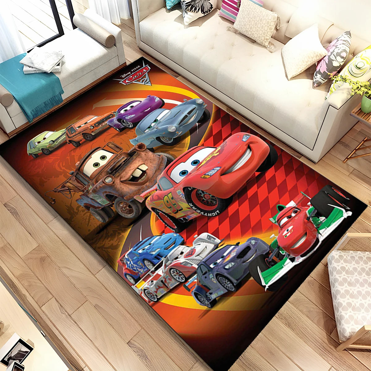 Lightning McQueen Cars Cartoon Racing Carpet Rug for Home Living Room Bedroom Sofa Doormat Decor,kid Area Rug Non-slip Floor Mat