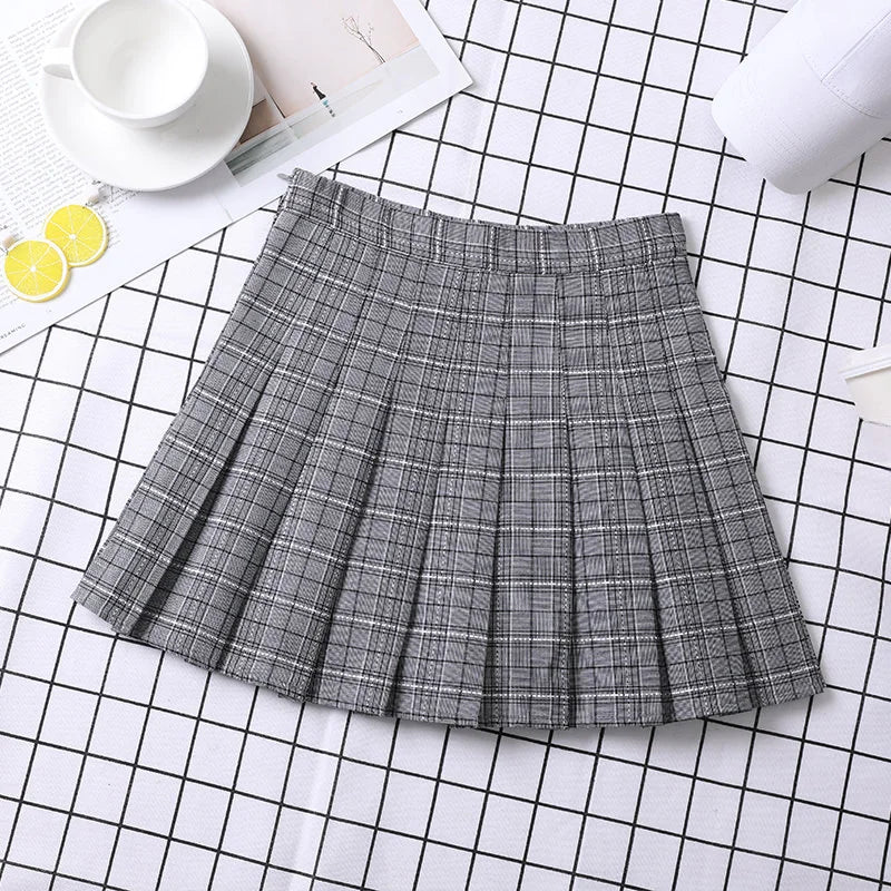 Pleated Skirt Korean Style Y2k Harajuku Faldas Women's Summer Clothes Girls Mini Saia Plissada Feminina Black Grey Plaid Skirt