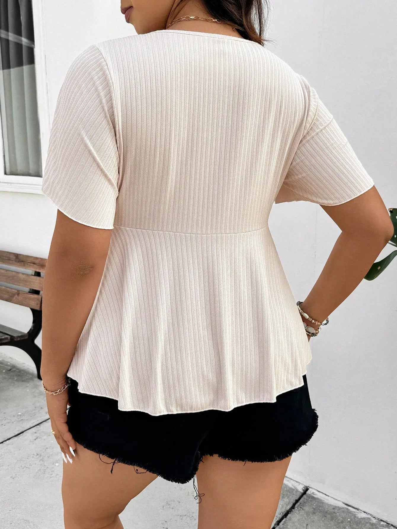 New women's fashion casual square neck short sleeve plus size women's top