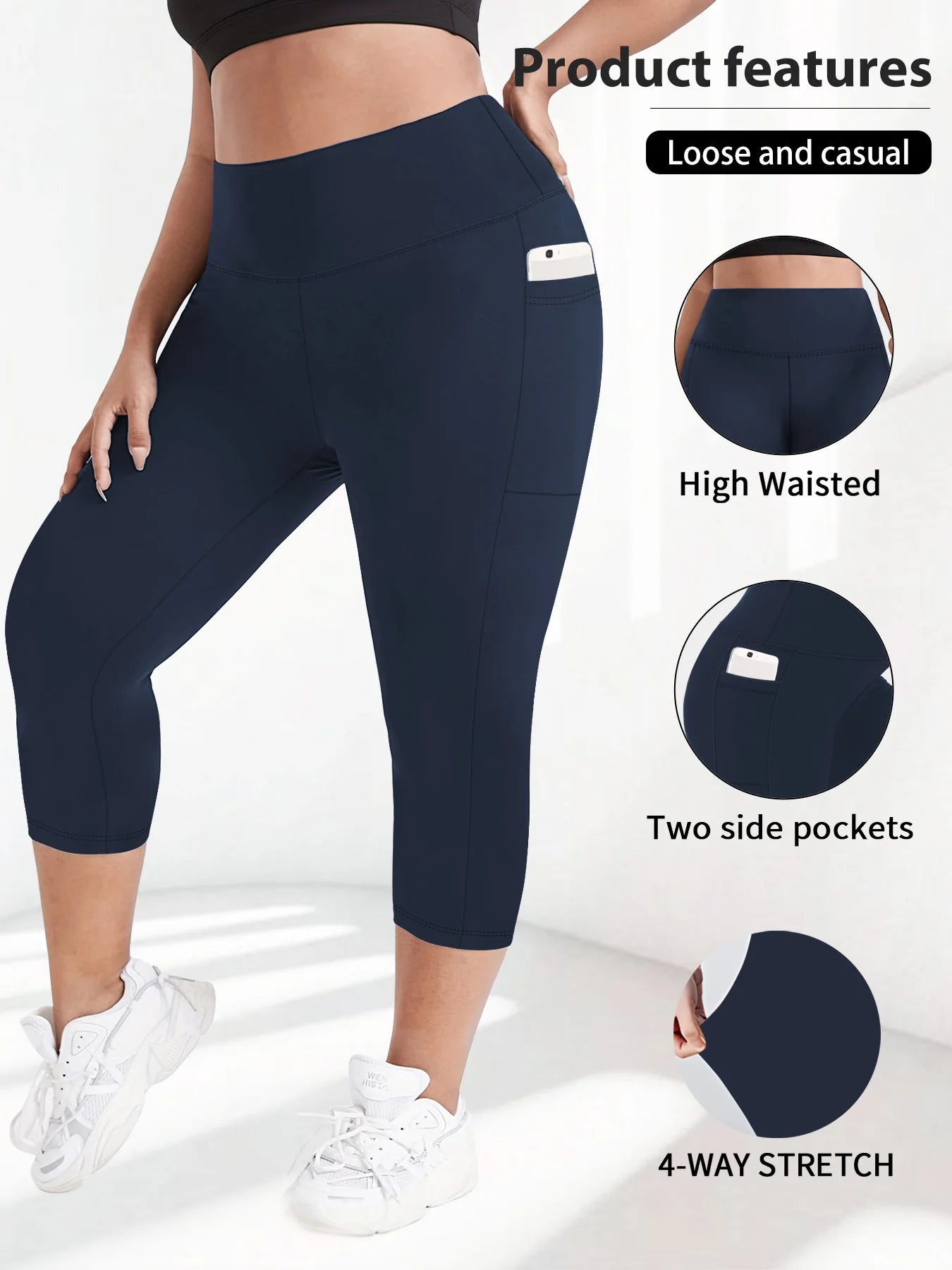 High Waist Yoga Pants with Pockets Sports Leggings for Women Plus Size Fitness Pilates Workout