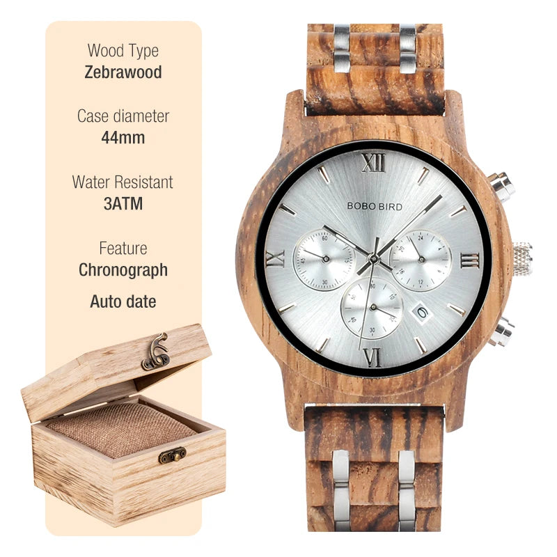 BOBO BIRD Montre homme cadre en bois