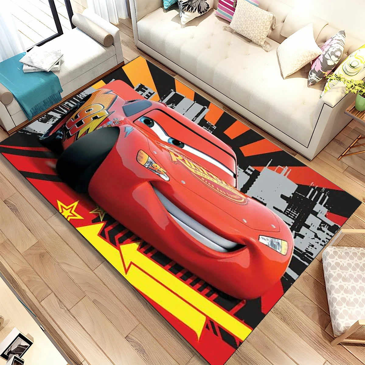 Lightning McQueen Cars Cartoon Racing Carpet Rug for Home Living Room Bedroom Sofa Doormat Decor,kid Area Rug Non-slip Floor Mat