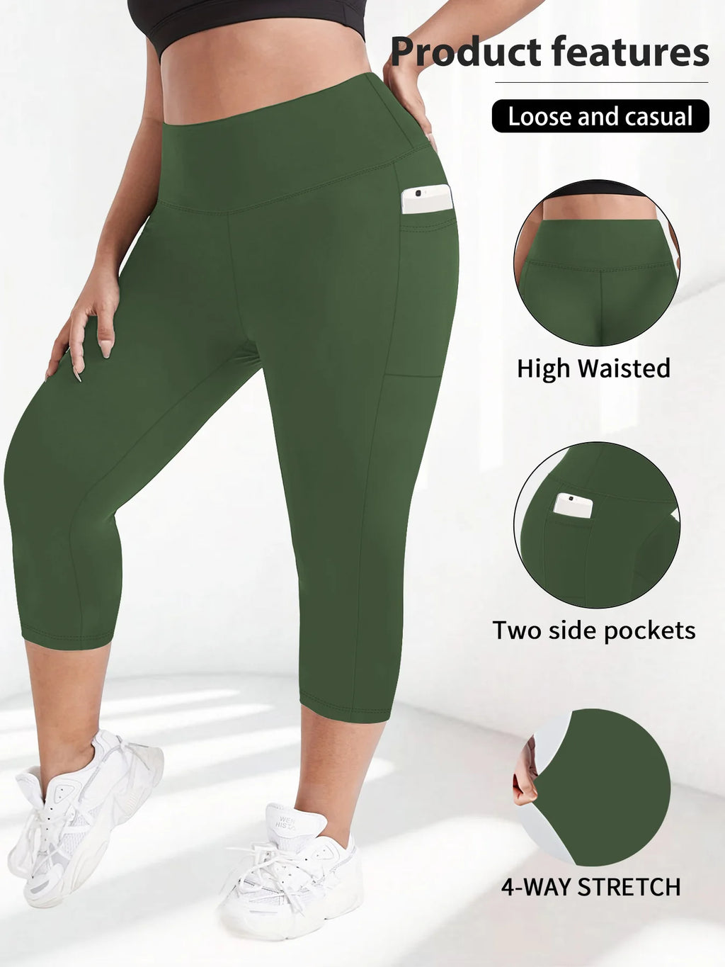 High Waist Yoga Pants with Pockets Sports Leggings for Women Plus Size Fitness Pilates Workout