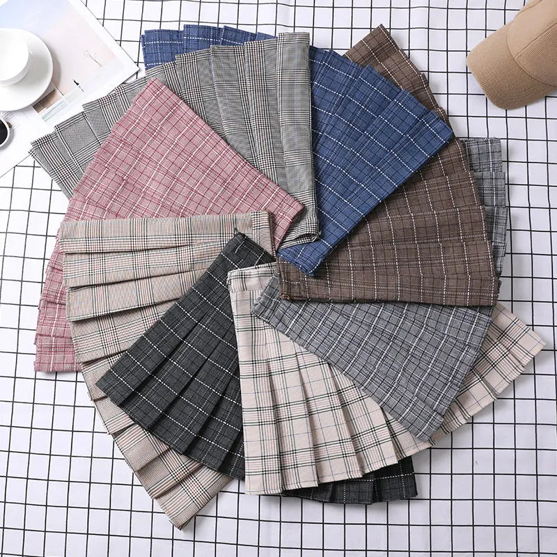Pleated Skirt Korean Style Y2k Harajuku Faldas Women's Summer Clothes Girls Mini Saia Plissada Feminina Black Grey Plaid Skirt