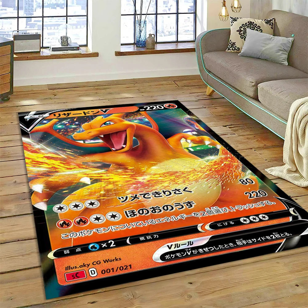 2025 New Pokemon Gold Card Pikachu Cartoon Gift Carpet Rug for Bedroom Living Room Home Sofa Decoration,Children Decor Floor Mat