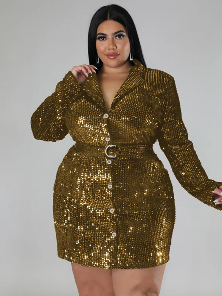 Robe Blazer à Sequins pour Femmes - Robes de Bal Luxueuses et Élégantes, Tenue de Fête, Grandes Tailles, Vêtements pour Femmes, Robe de Noël, Vente en Gros et Dropshipping