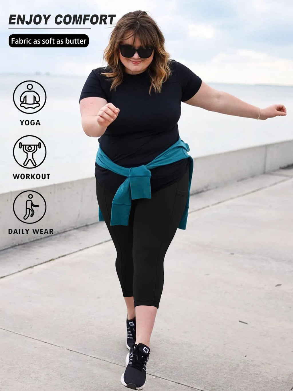High Waist Yoga Pants with Pockets Sports Leggings for Women Plus Size Fitness Pilates Workout