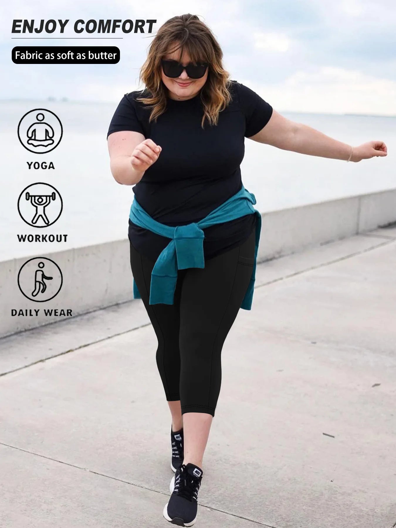 High Waist Yoga Pants with Pockets Sports Leggings for Women Plus Size Fitness Pilates Workout