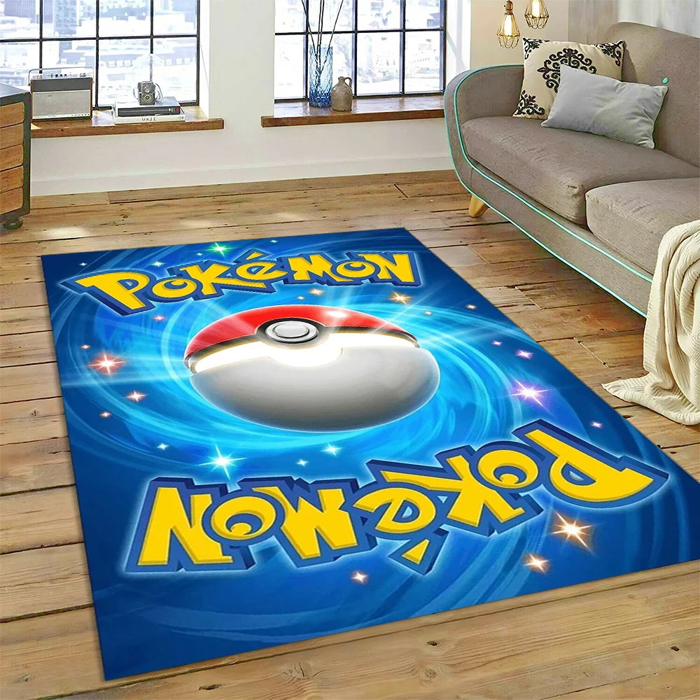 2025 New Pokemon Gold Card Pikachu Cartoon Gift Carpet Rug for Bedroom Living Room Home Sofa Decoration,Children Decor Floor Mat