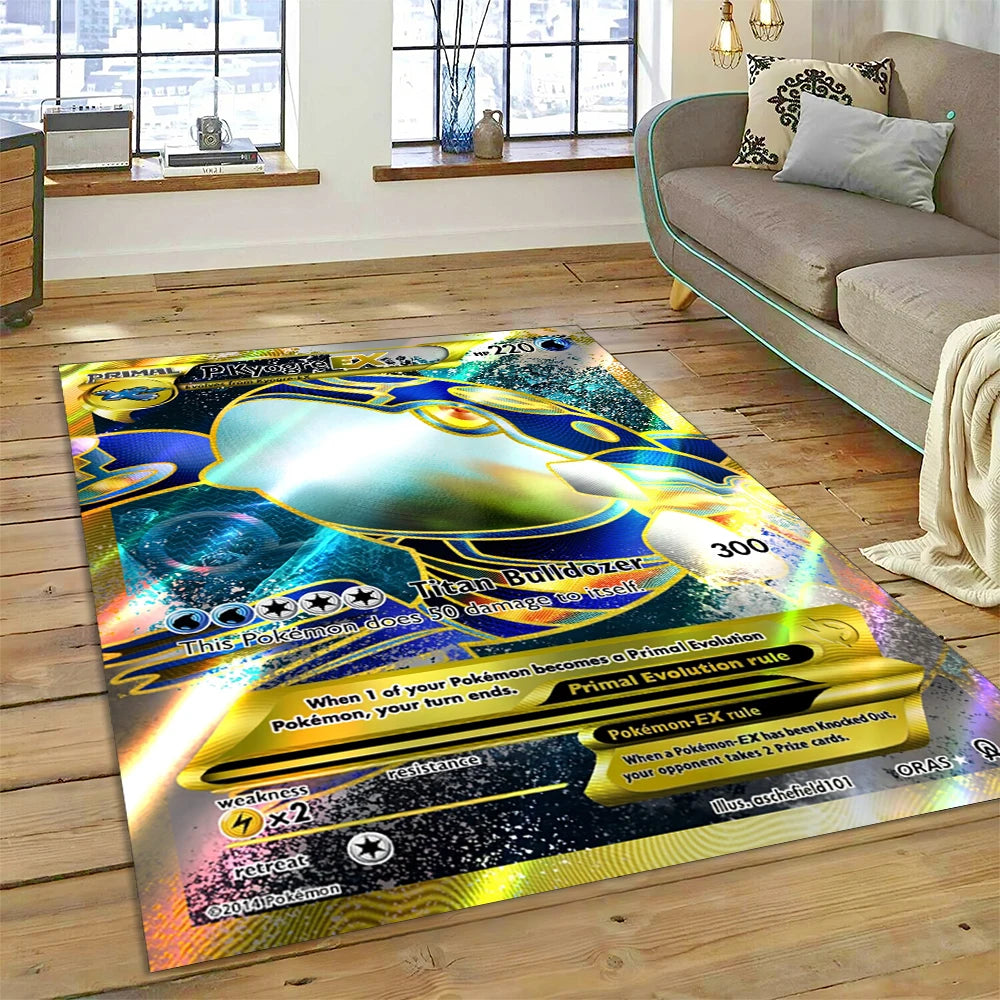 2025 New Pokemon Gold Card Pikachu Cartoon Gift Carpet Rug for Bedroom Living Room Home Sofa Decoration,Children Decor Floor Mat