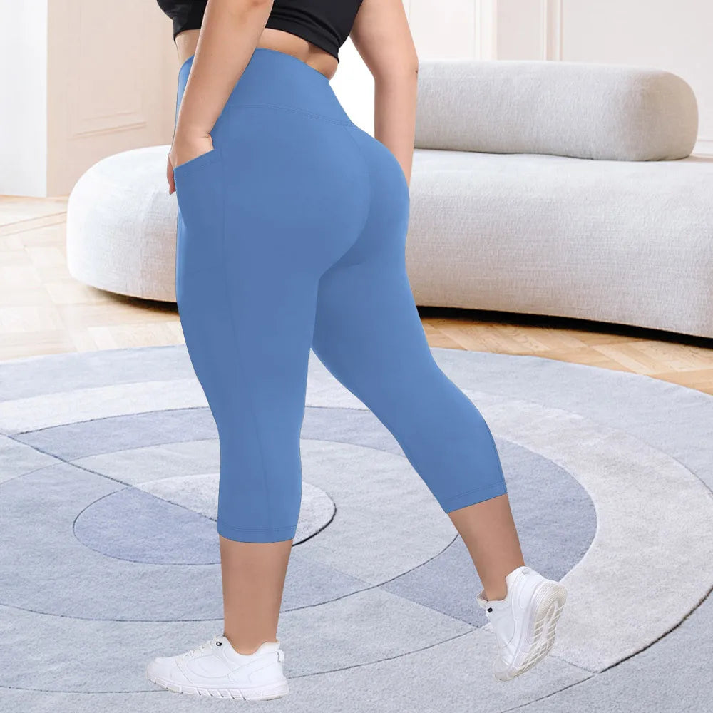 High Waist Yoga Pants with Pockets Sports Leggings for Women Plus Size Fitness Pilates Workout