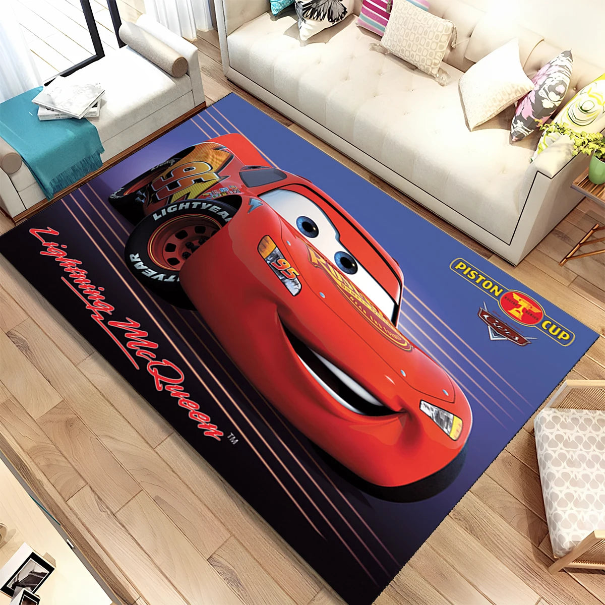 Lightning McQueen Cars Cartoon Racing Carpet Rug for Home Living Room Bedroom Sofa Doormat Decor,kid Area Rug Non-slip Floor Mat