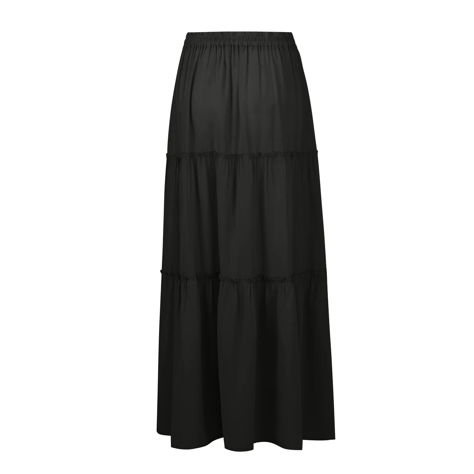 Women's Fashion Solid Color Skirts Ruffled layered skirt High waist elasticated ruffled Tie long skirt summer Loose Skirt faldas