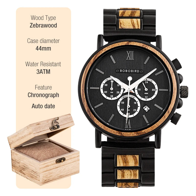 BOBO BIRD Montre homme cadre en bois