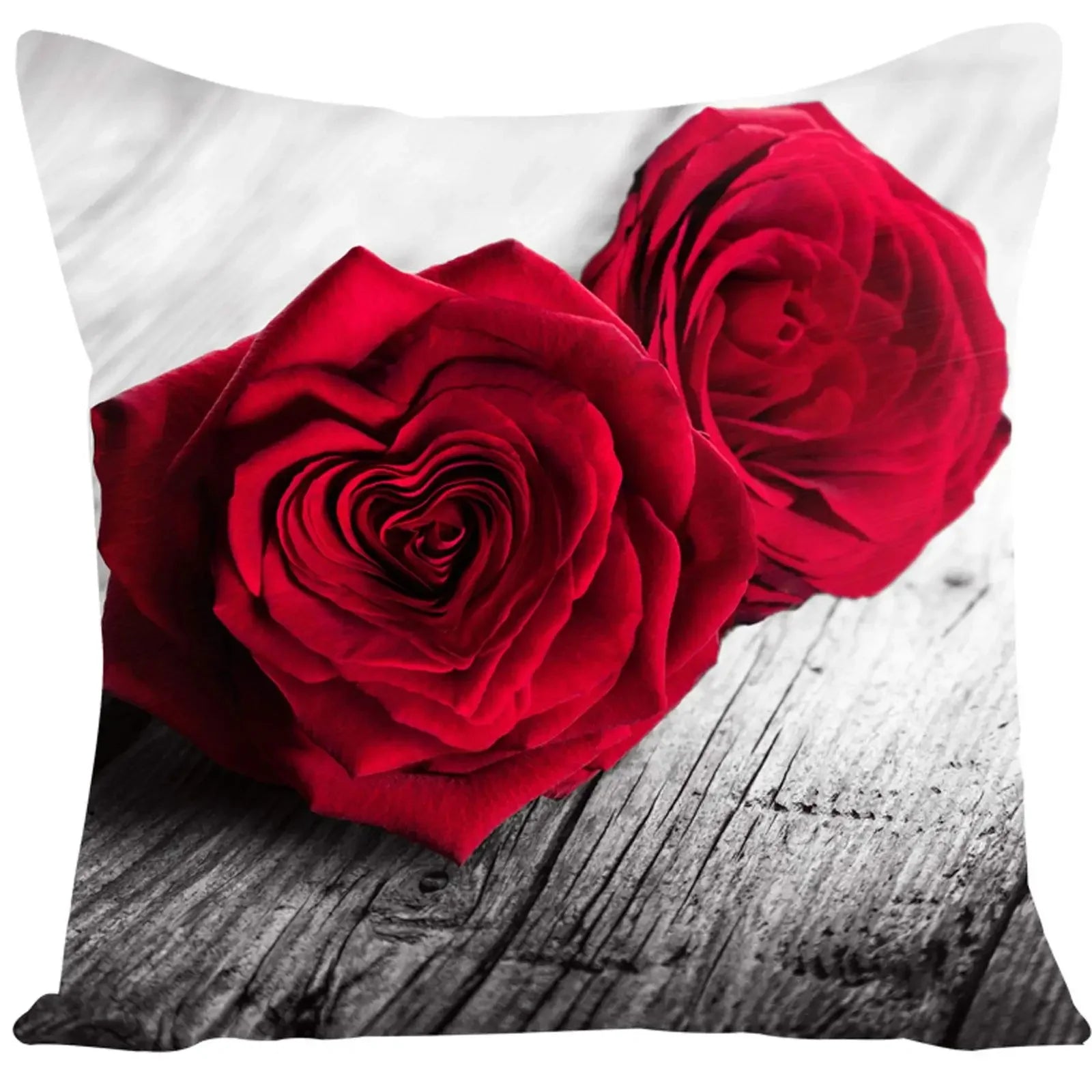 Poetic Red Rose Flower Print Polyester Pillowcase Sofa Cushion Cover Home Improvement  Decor Square 45x45