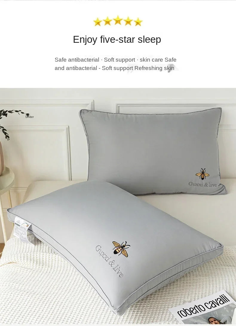 Oreiller en coton et fibre de soja 100% Core Oreillers en coton lavables Oreillers de qualité A Oreiller bas Oreiller moyen Oreiller haut Oreillers cervicaux pour le sommeil
