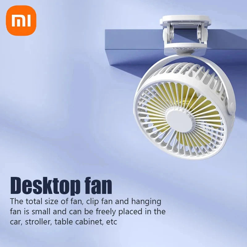 Xiaomi Rechargeable Portable Electric Fan 720° Rotating Clip Fan Night Light Air Cooler Outdoor Camping Small Fan Ventilator