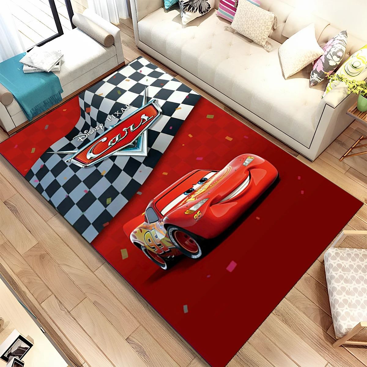 Lightning McQueen Cars Cartoon Racing Carpet Rug for Home Living Room Bedroom Sofa Doormat Decor,kid Area Rug Non-slip Floor Mat