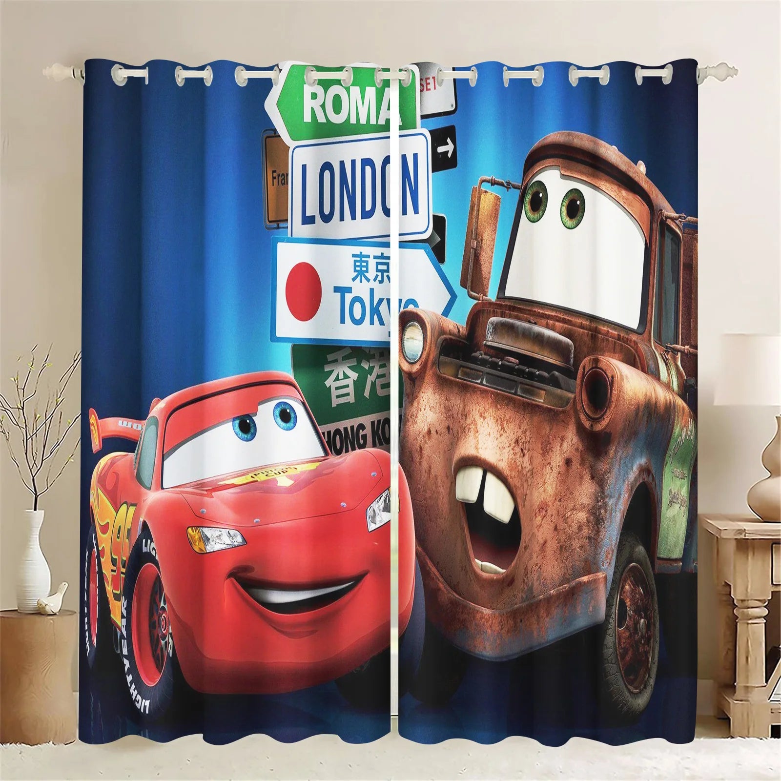 Lightning McQueen Series Curtains For Living Room Luxury Set Home Decor Blackout Curtains Balcony Screen Dustproof Cartoon Home