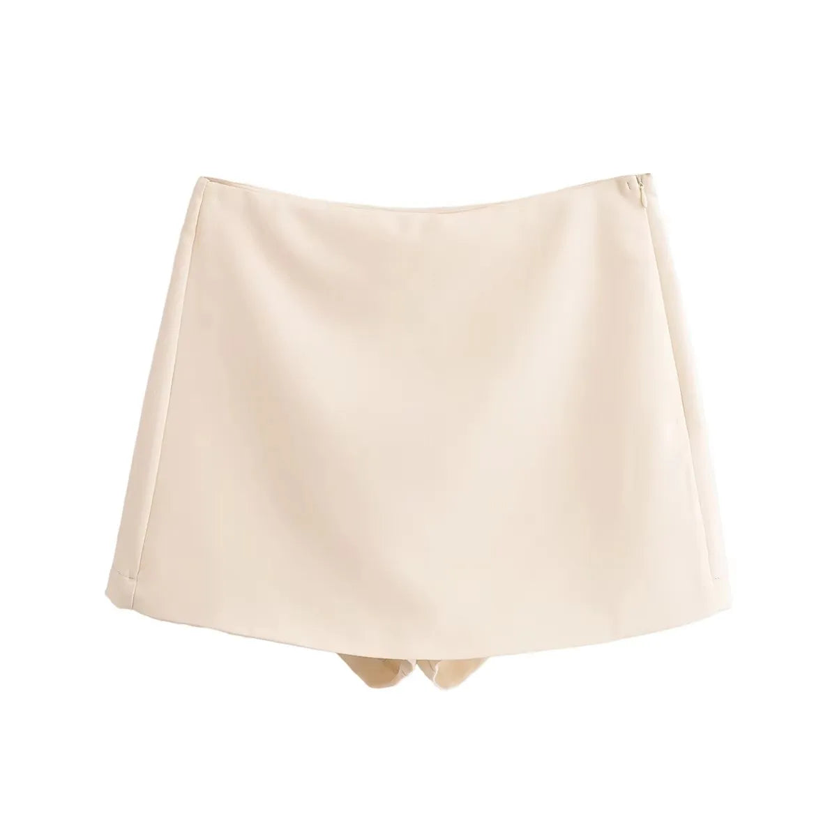 TFMLN Nouveau Printemps Femme Jupe-Short Unie Mode Décontractée Mini-Shorts Jupe à Fermeture Éclair Latérale Vintage Taille Haute Shorts Jupe Streetwear