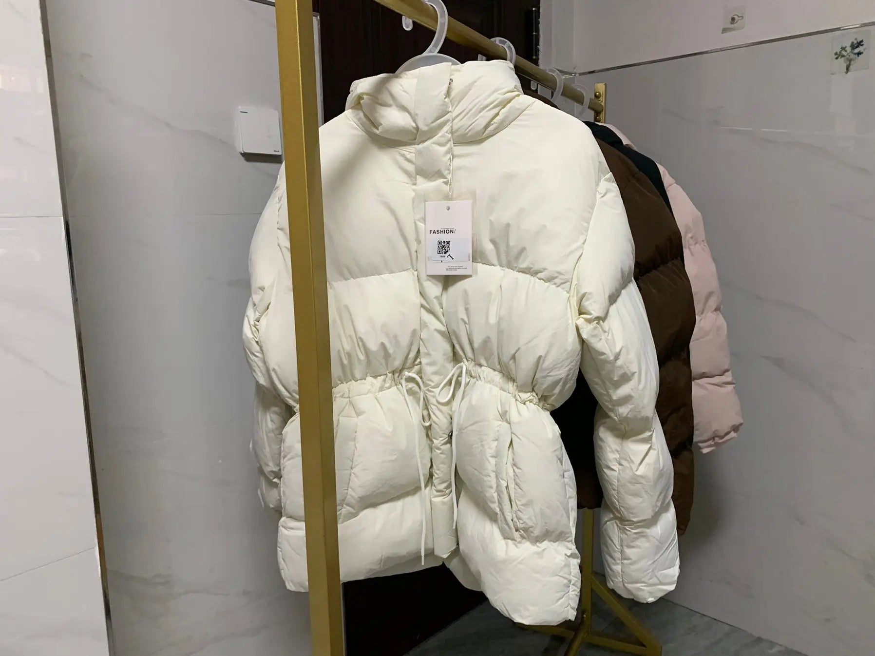 Winter Drawstring Lace-up Snow Women's Warm Down Jacket Hooded Puffer Jacket Women Parkas High Quality Cotton Padded Coat