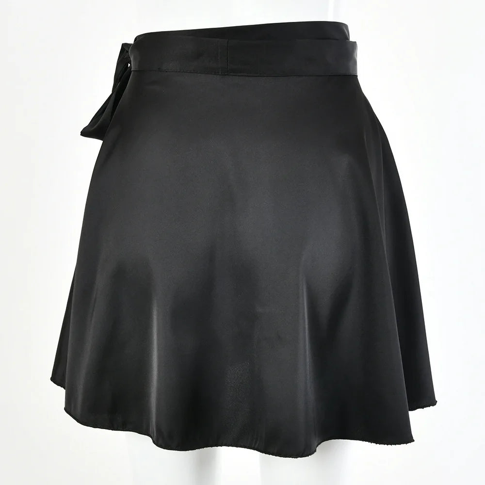 White Women Pleated Skirts Summer High Waist Girls Dancing Mini Skirt Fashion A Line irregular Short skirt solid sexy aesthetics