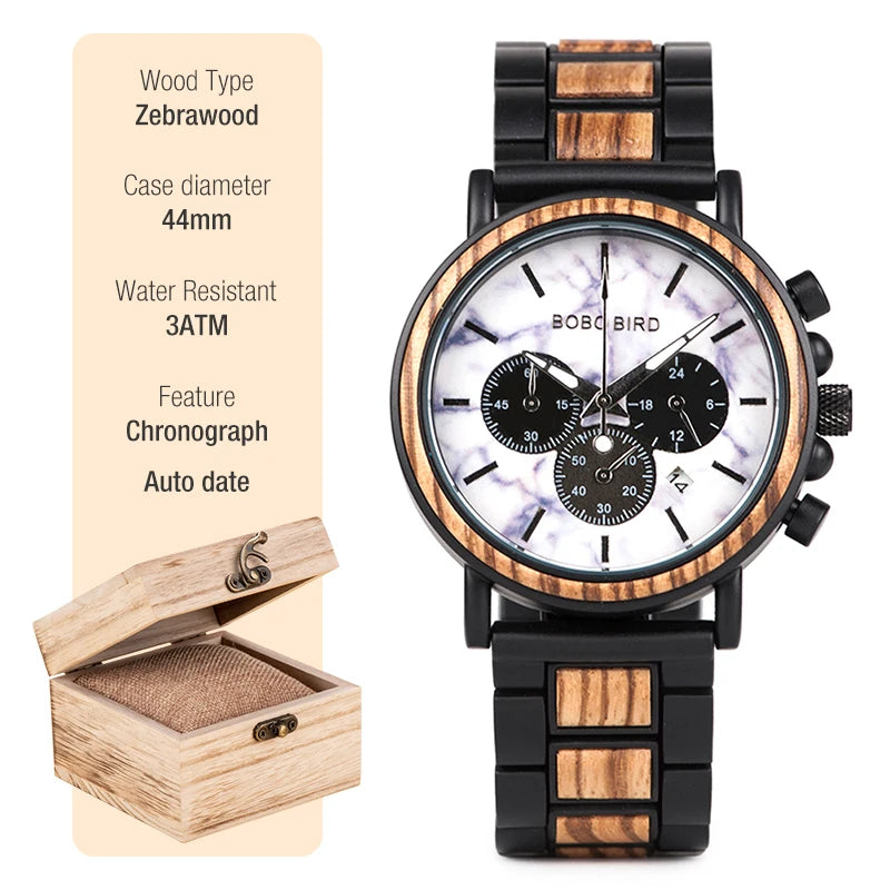 BOBO BIRD Montre homme cadre en bois