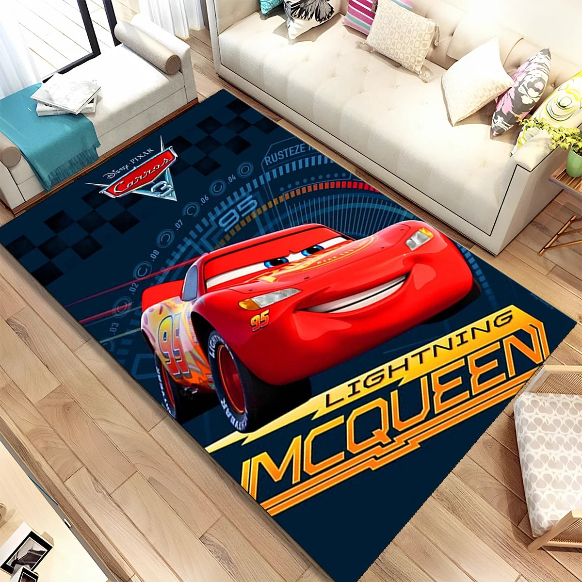Lightning McQueen Cars Cartoon Racing Carpet Rug for Home Living Room Bedroom Sofa Doormat Decor,kid Area Rug Non-slip Floor Mat