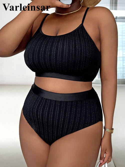 0XL - 4XL Bikini côtelé grande taille Maillot de bain femme grande taille Ensemble bikini deux pièces Maillot de bain V4987
