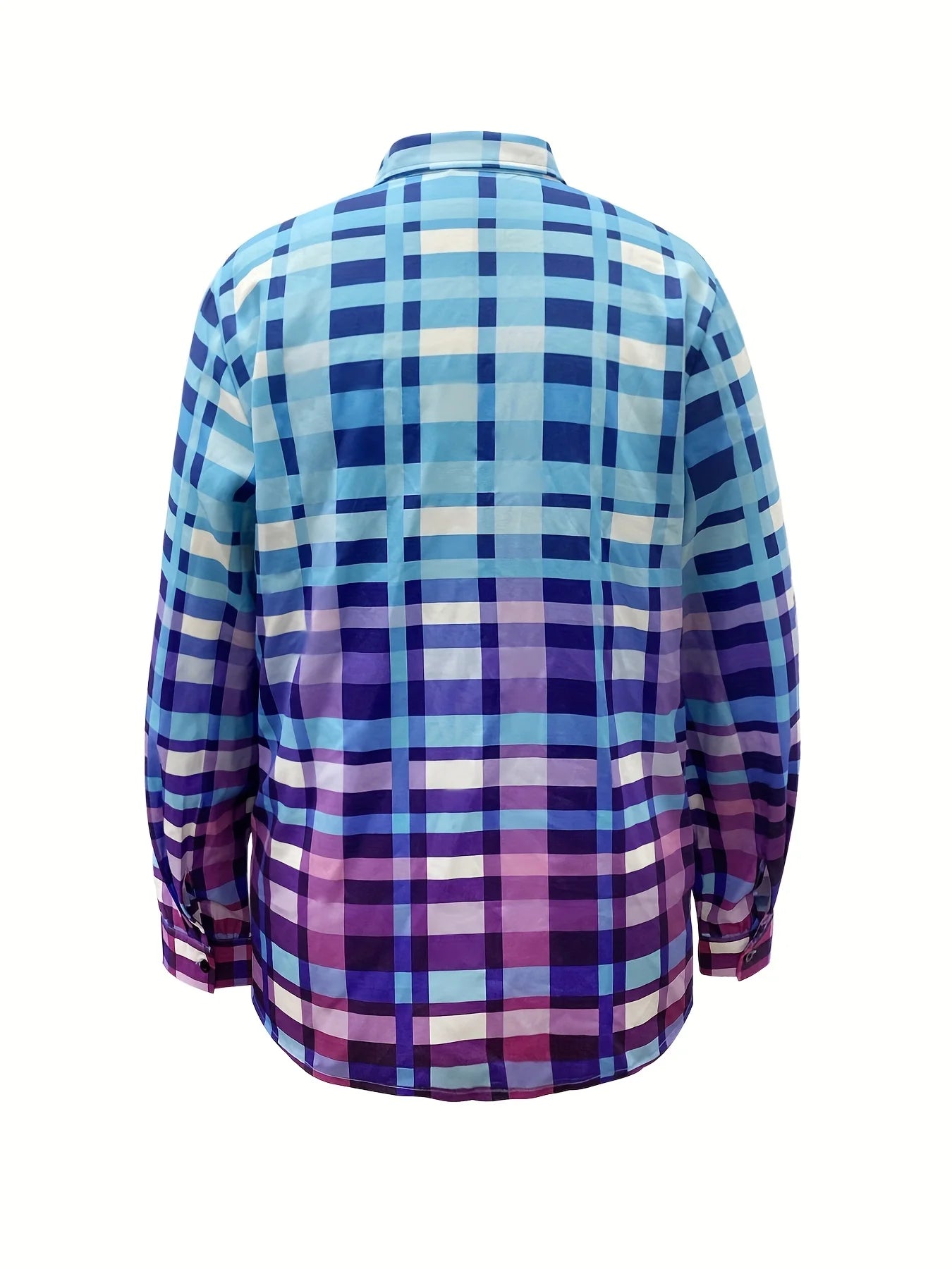 Gradient checkered pocket lapel shirt